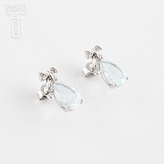 earrings with 3.00cts Aquamarine and diamond in 18k - 3