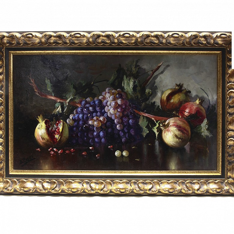 Eulogio Rosas (1931) “Still life of grapes and pomegranates”