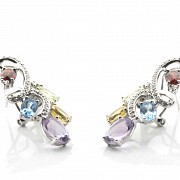 18k white gold with gems and diamonds earrings