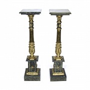 Pair of green marble pedestals, 20th century