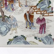 Placa esmaltada en porcelana familia rosa, dinastía Qing.