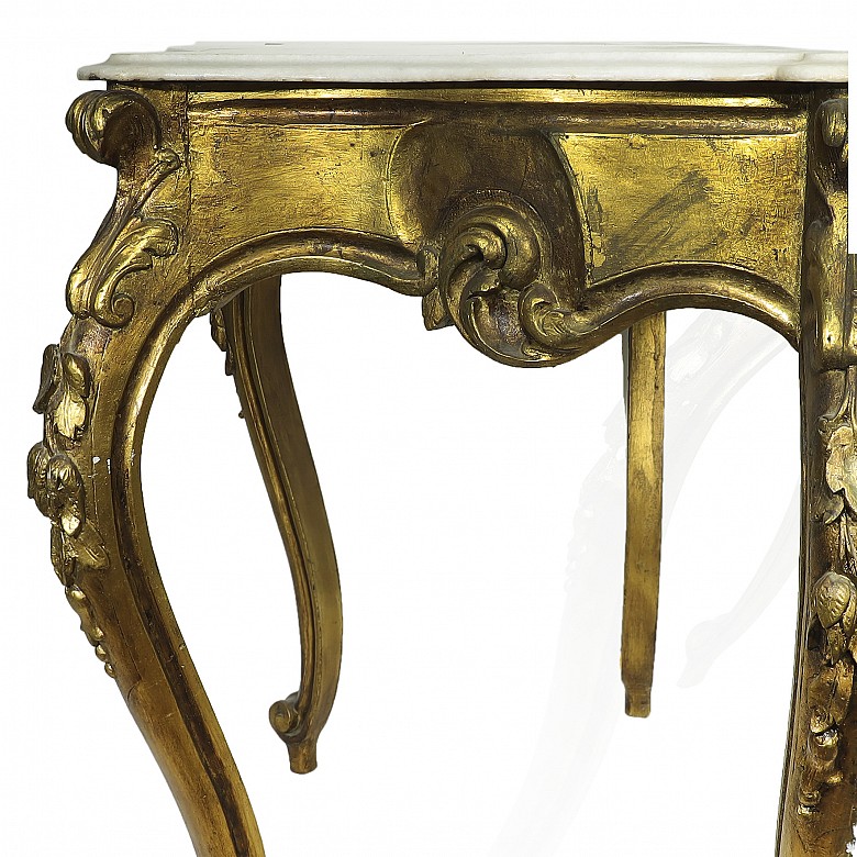 Carved and golden wood console, 20th century