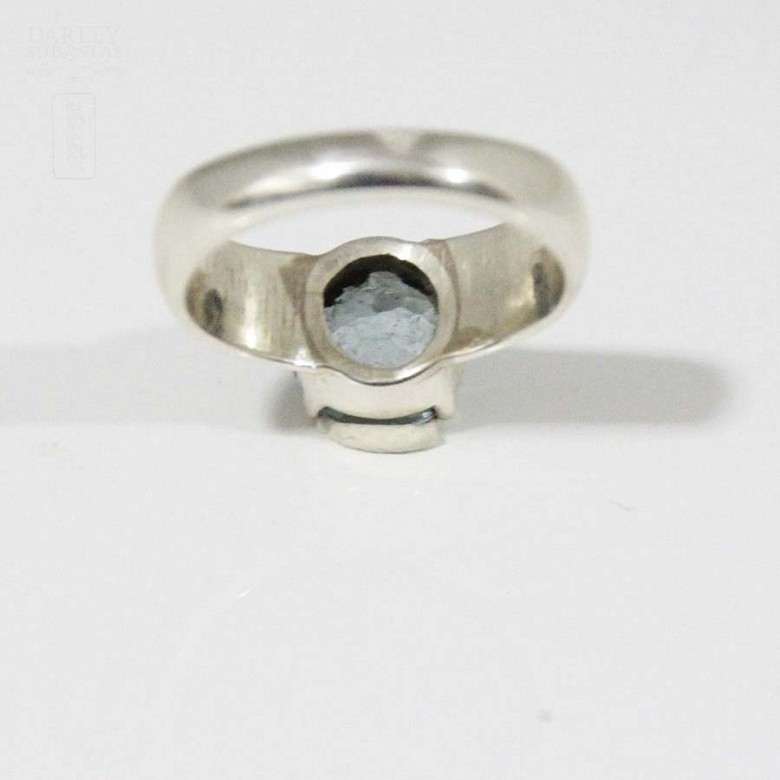 Silver rings with natural aquamarine, - 6