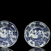 Pair of plates, blue and white, with landscapes, 20th century - 7