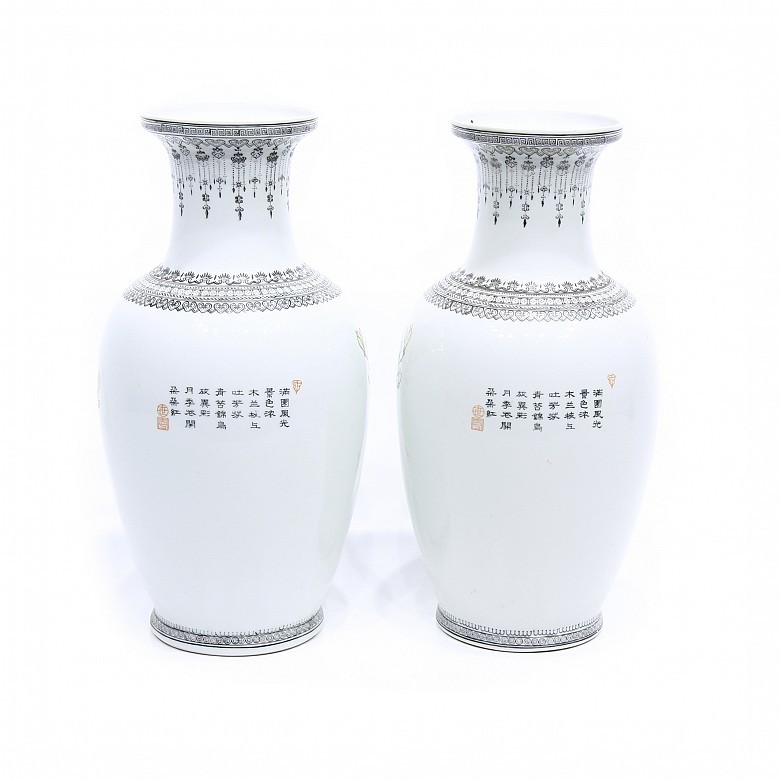 Pair of glazed porcelain vases, China, 20th century - 2