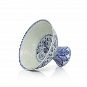 Bowl with foot, blue and white, Yuan style
