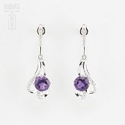 Precious amethyst and diamond earrings - 4