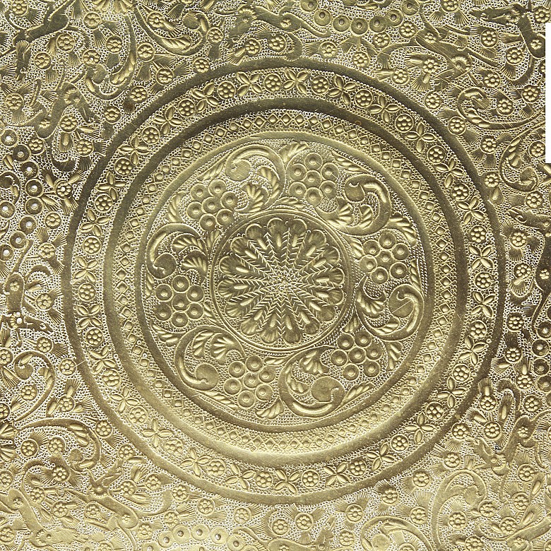 Indonesian brass tray, early 20th century