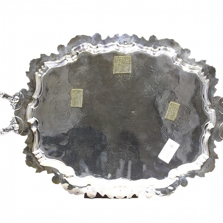 Punched Spanish silver tray, 20th century