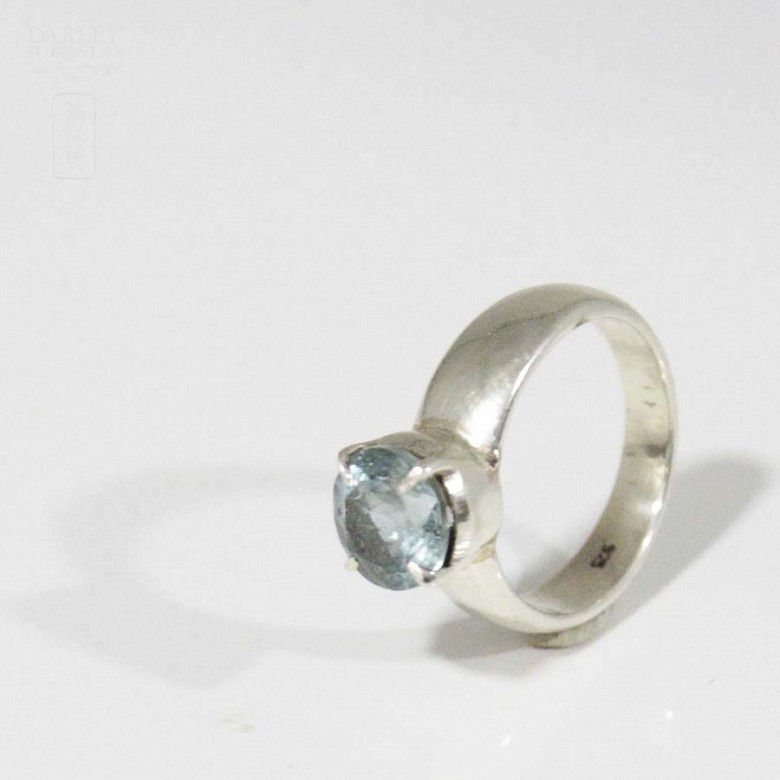 天然海藍寶石銀戒指 - 2