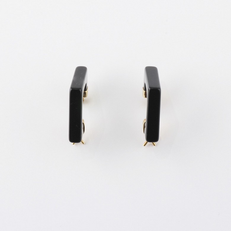 earrings natural onyx in 18k yellow gold - 3