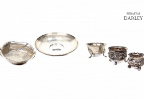 Cinco pequeños objetos de plata europea, s.XX