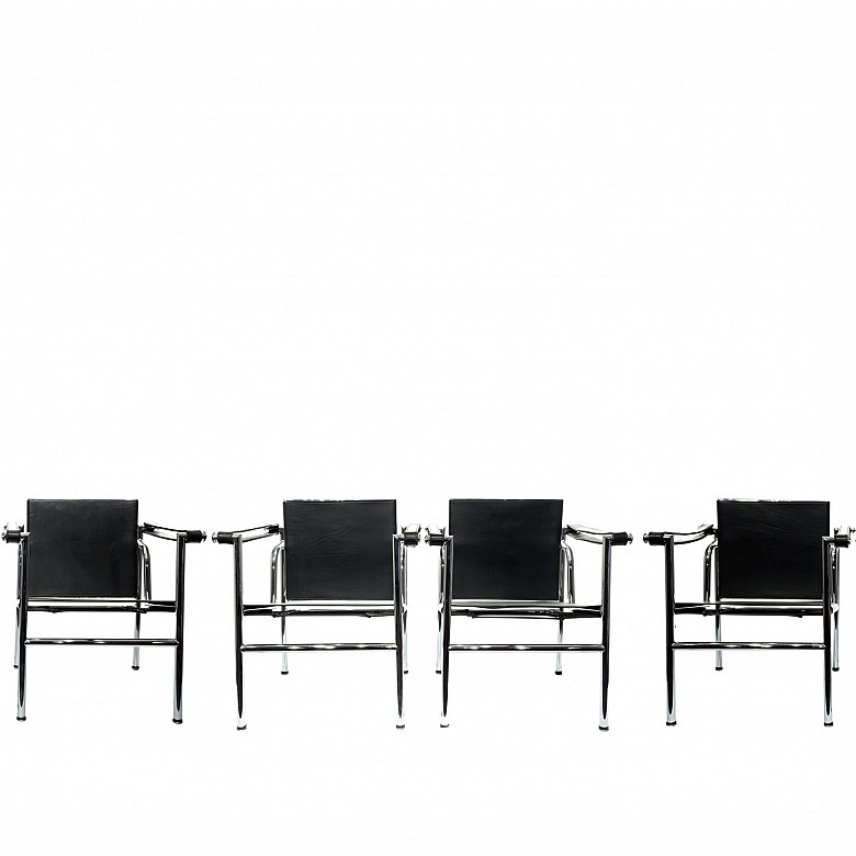 Set of six armchairs, modeled after Le Corbusier's 