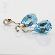 Preciosos pendientes topacio azul y diamantes - 1