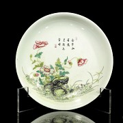 Porcelain dish with garden and poem, 20th century