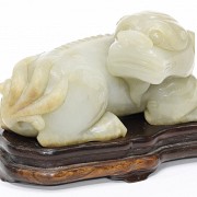 Carved celadon jade Foo dog, Qing dynasty.