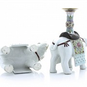 Pair of porcelain elephant-shaped candlesticks, China, 20th century