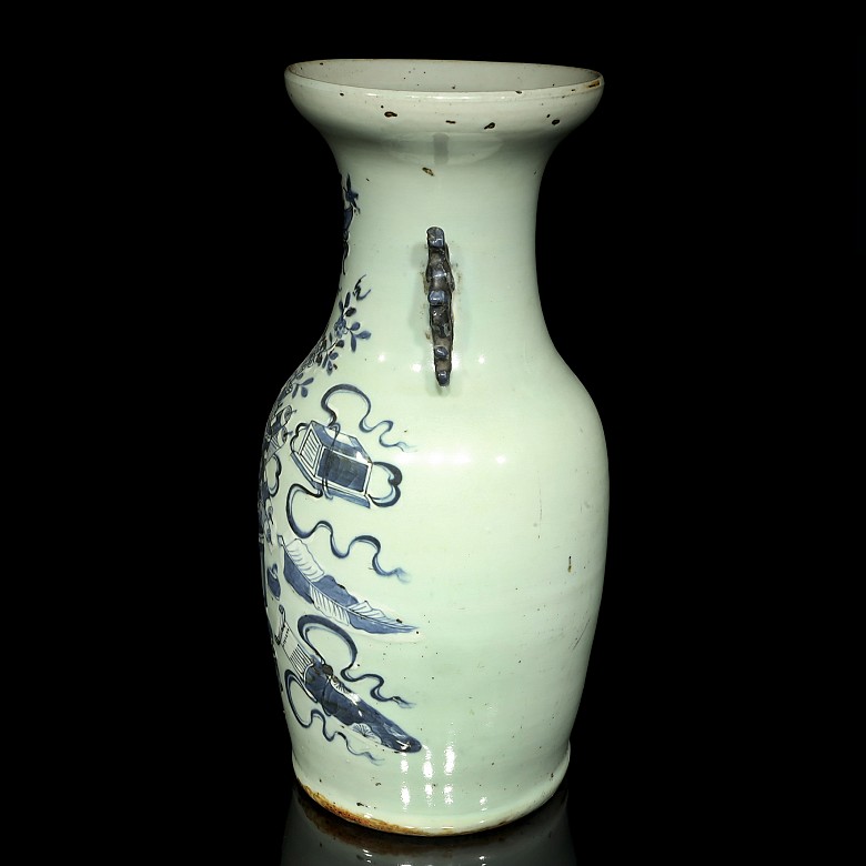 Vase with celadon ground and Buddhist emblems, 19th - 20th century