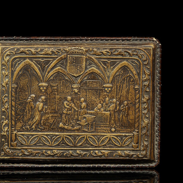Wooden and embossed leather cigarette case, 20th century - 5