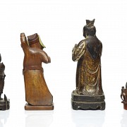 Grupo de esculturas de madera tallada, dinastía Qing