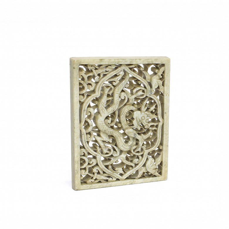 Jade plaque with carved decoration, Qing dynasty.