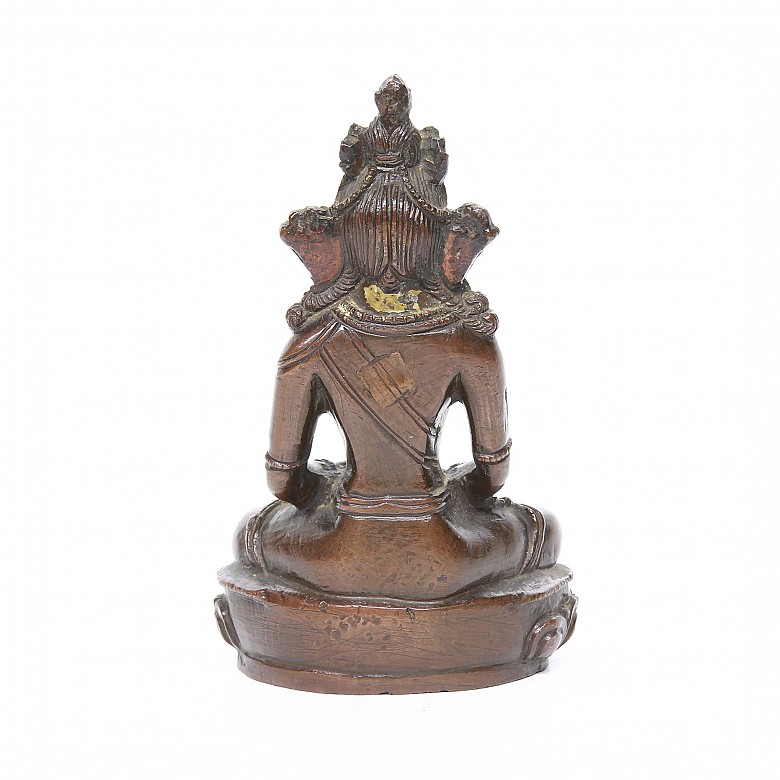 Escultura de buda de bronce, dinastía Qing, s.XVIII