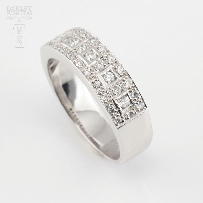 Precioso anillo diamantes 0.46cts y oro blanco 18k - 1