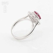 18k Gold Ring, Diamonds and Natural Ruby - 1