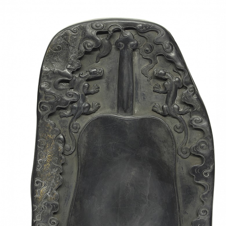 Carved stone painting palette, Qing dynasty. - 2