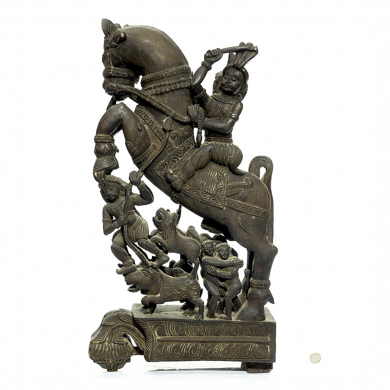 Warrior riding wooden, India, S.XIX - XX - 7
