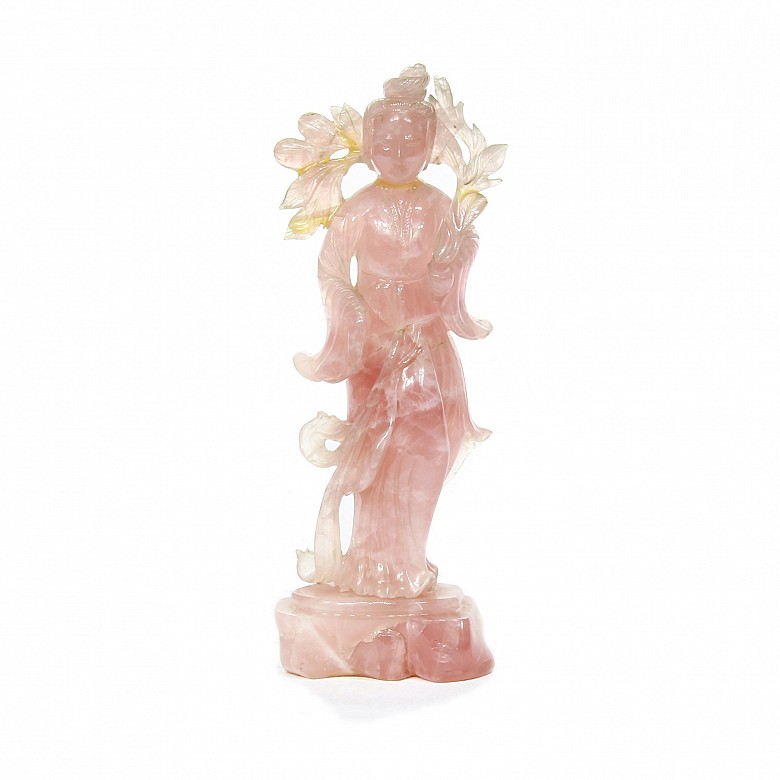 Chinese rose quartz figure.