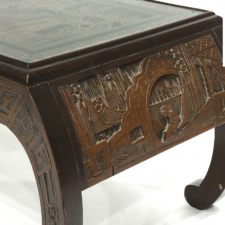 Low carved wood table, China, 20th century - 6