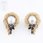 Fantastic pearl and sapphire earrings