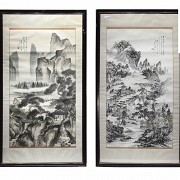 Pair of large paintings, China, 20th century