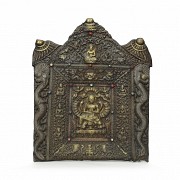 Large Nepalese altar with inlaid stones, 19th - 20th century