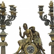 Conjunto de Gran reloj y candelabros, S.XX