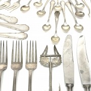 Punched Spanish silver cutlery, mid-20th century