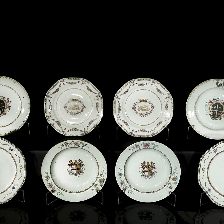 Four pairs of dishes, Compagnie des Indes, Qing dynasty