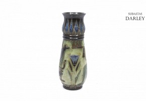 Enameled ceramic vase, Egyptian style, 20th century