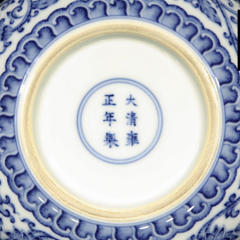 Tintero de porcelana, azul y blanco, S.XX - 6