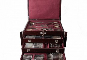 Cutlery Cabinet, with Silver Cutlery, 20th century