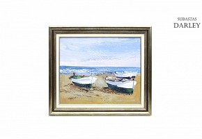 José Cozar Viedma (1944) “Barcas en la playa”