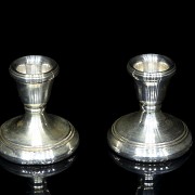Pair of English sterling silver candleholders