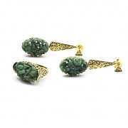 Set in carved jade and 18k gold - 1