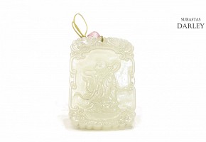 Carved white jade plaque, Qing dynasty.