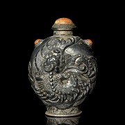 Botella de rapé en plata repujada, dinastia Qing