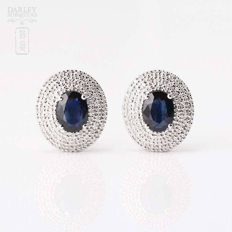 sapphire and diamond earrings 18k - 3