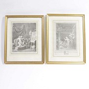 Five framed antique prints