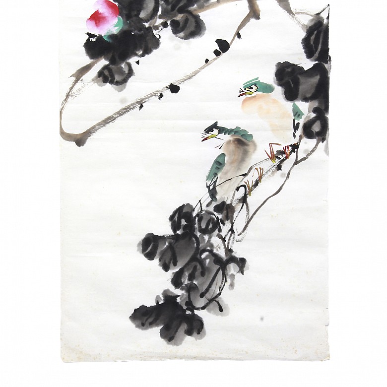 Rama de peonías con pájaros, China, s.XX