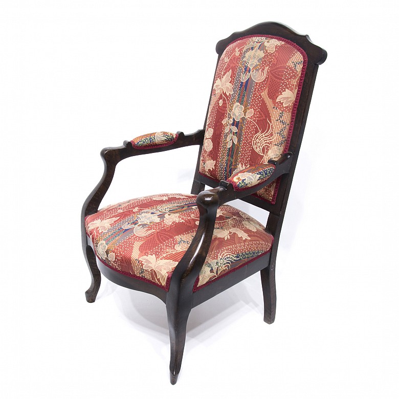 Armchair, Elizabethan style, in stained wood, 20th century - 1